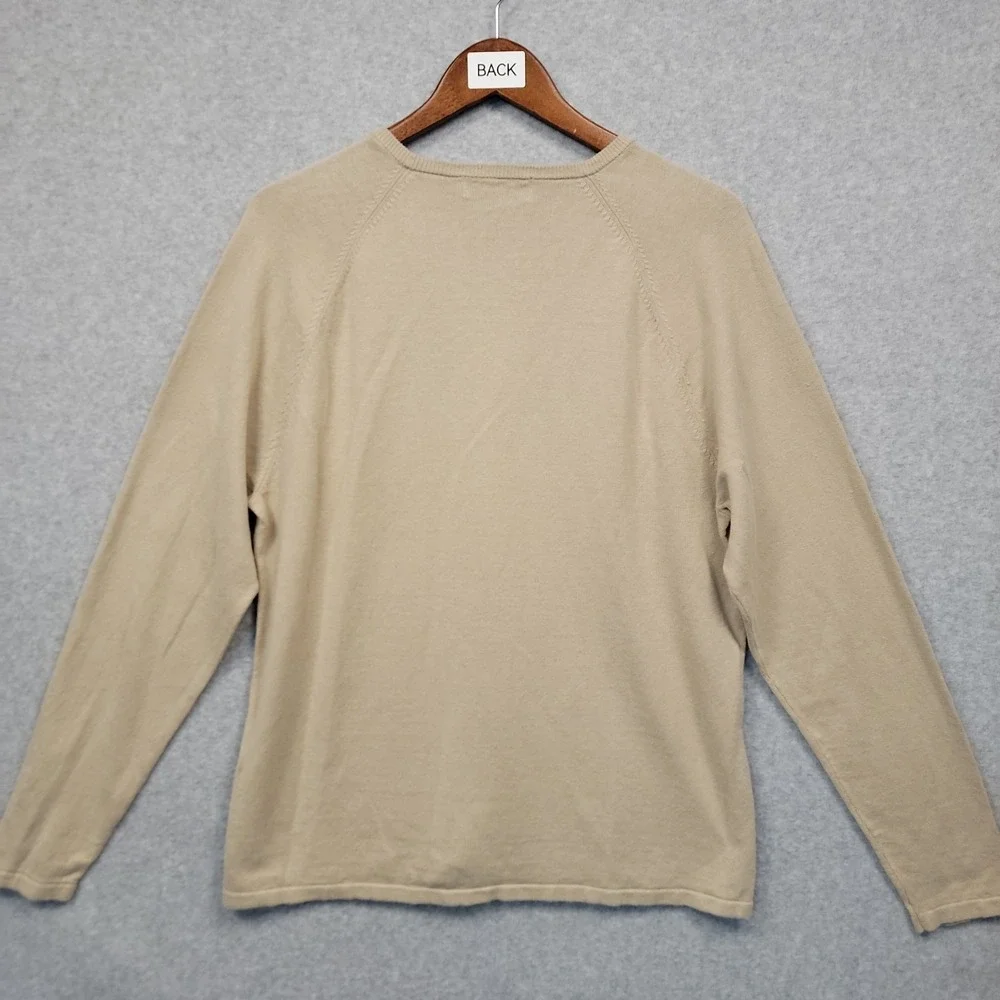 FACONNABLE Men's Linen Cotton Crewneck Sweater Sz L Preppy Quiet Luxury Beige